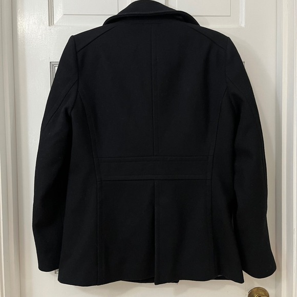 J Crew Womens M Black Wool Double Breasted Pea Coat Jacket Classic Thinsulate - Picture 3 of 4